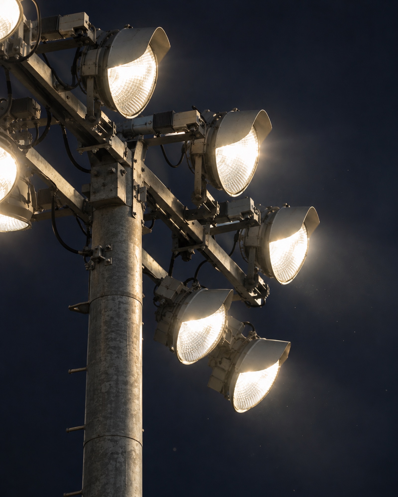 Stadium floodlights against a night sky